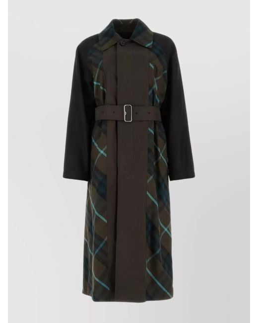 Burberry Black Cotton Embroidered Reversible Single Breasted Trench Coat