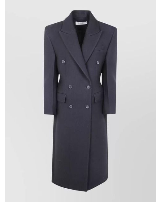 Rohe Blue Hourglass Wool Coat Long Double Breasted