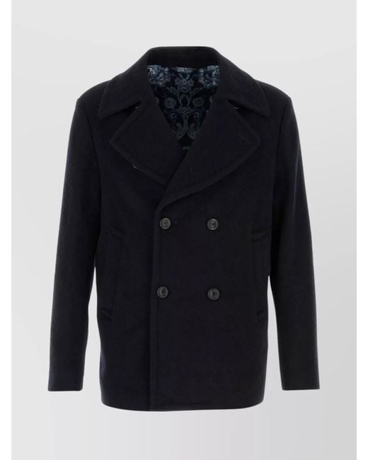 Etro Blue Wool Peacoat for men