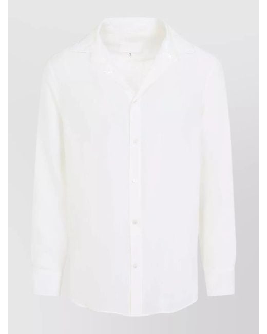 Maison Margiela White Silk Shirt Long Sleeves Tape Detail Collar for men