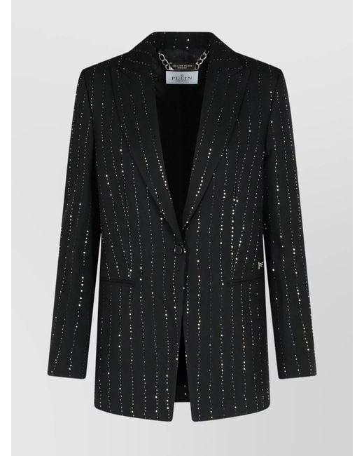 Philipp Plein Black Boyfriend-Fit Blazer