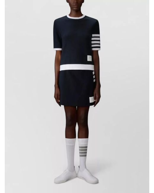 Thom Browne Blue Textured Cotton Piqué Short-Sleeve T-Shirt
