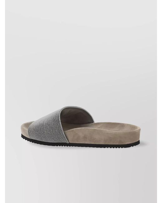 Brunello Cucinelli Gray Embellished Sandals