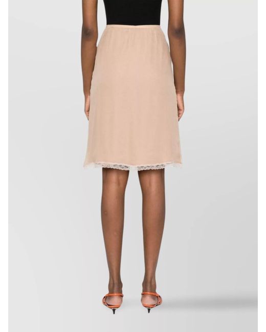 Gucci Natural Silk High-Rise Lace-Trim Midi Straight Skirt