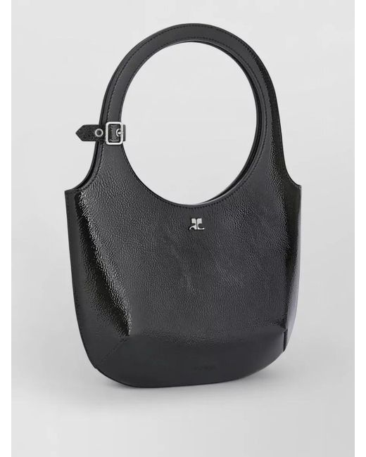 Courreges Black Na Varnished Leather Shoulder Bag