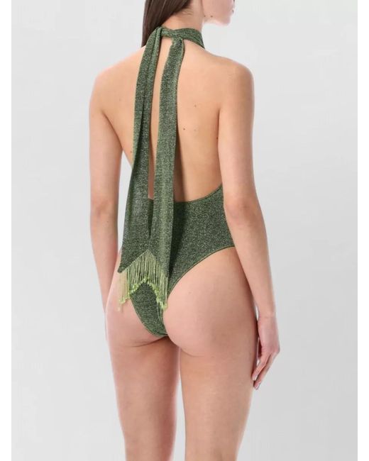 Oseree Green Lumiere Pearl One Piece High Neck Swimsuit