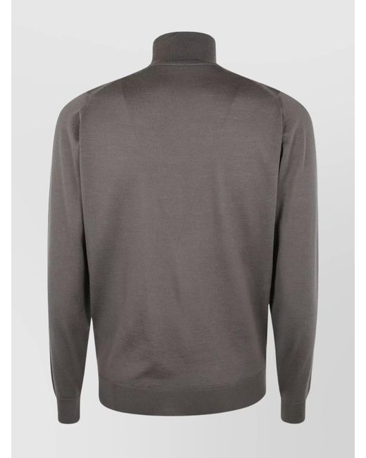 John Smedley Gray Merino Wool V-Neck Cardigan for men