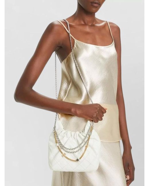 Tory Burch White Fleming Mini Leather Shoulder Bag
