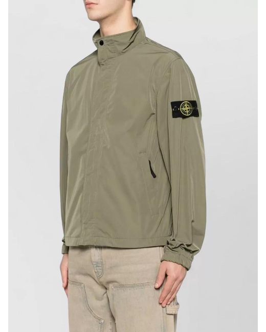 Stone Island Natural Polyester Stand Collar Zip Lightweight Jacket for men