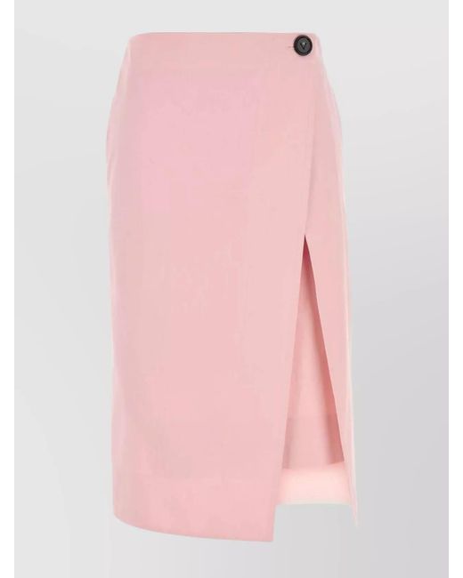 Bottega Veneta Pink Cotton Twill Wrap Skirt