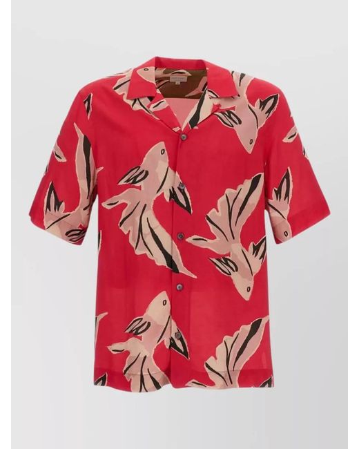 Paul Smith Red Relaxed Fit Shirt Bold Print Short Sleeves for men