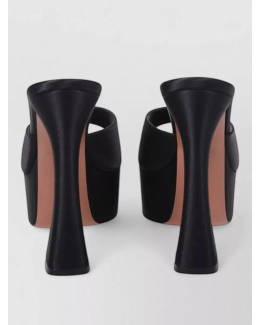 AMINA MUADDI Black Leather Platform Mules