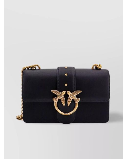 Pinko Blue Love Bag One Small Leather Shoulder Bag