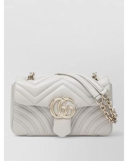Gucci Gray Shoulder Bag Chain Strap Quilted Design