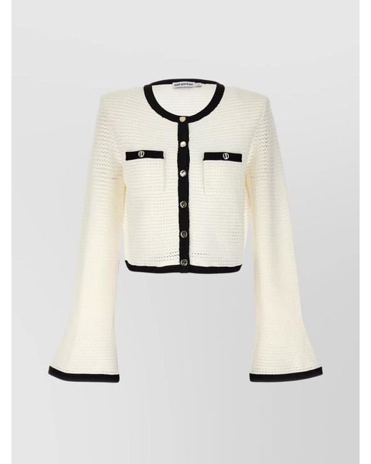 Self-Portrait Natural Crochet Cardigan