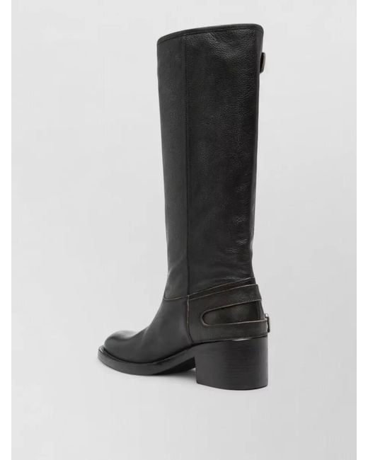 Chloé Black Dakota Knee High Leather Boots Buckle