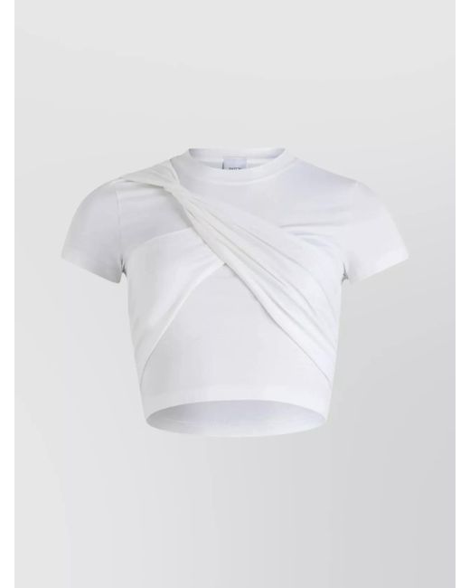 Patou White Draped Cropped Organic Cotton T-Shirt