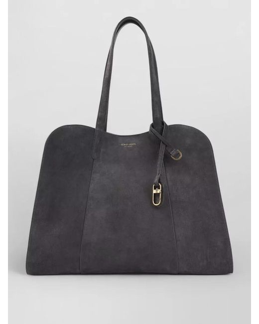 Giorgio Armani Black Armani Suede Shoulder Tote Bag Charm