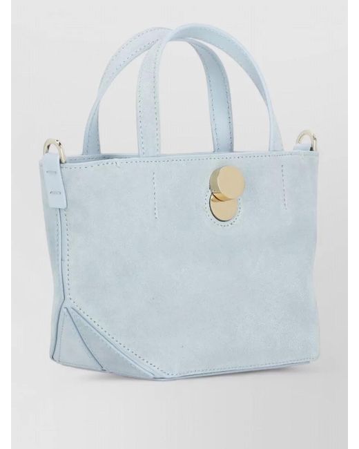 Fabiana Filippi Blue Suede Shoulder Bag Eclissi Detail
