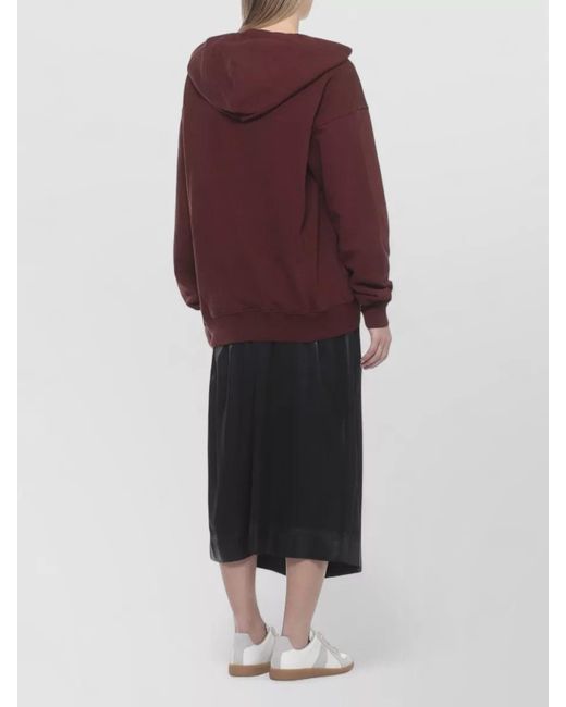 Maison Margiela Red Ribbed-Trim Hoodie
