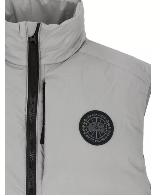 Canada Goose Gray High Neck Padded Sleeveless Zip Pocket Coat for men