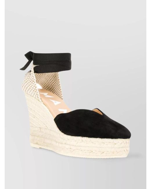 Manebí Black Suede Wedge Espadrilles