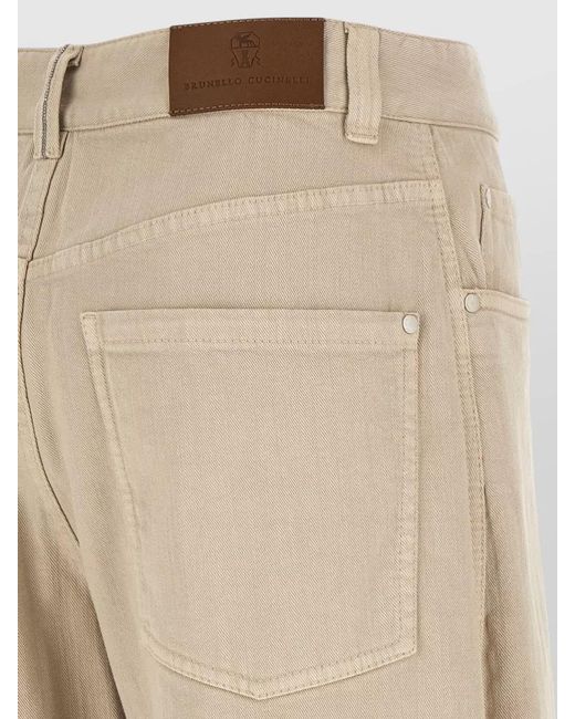 Brunello Cucinelli Natural Garment Dyed Wide Leg Jeans