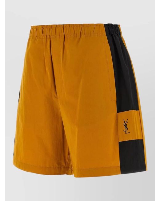 Saint Laurent Yellow Cotton Color-Block Bermuda Shorts