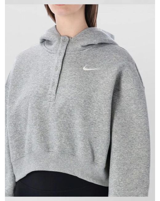 Nike Gray Oversized Cropped Hoodie