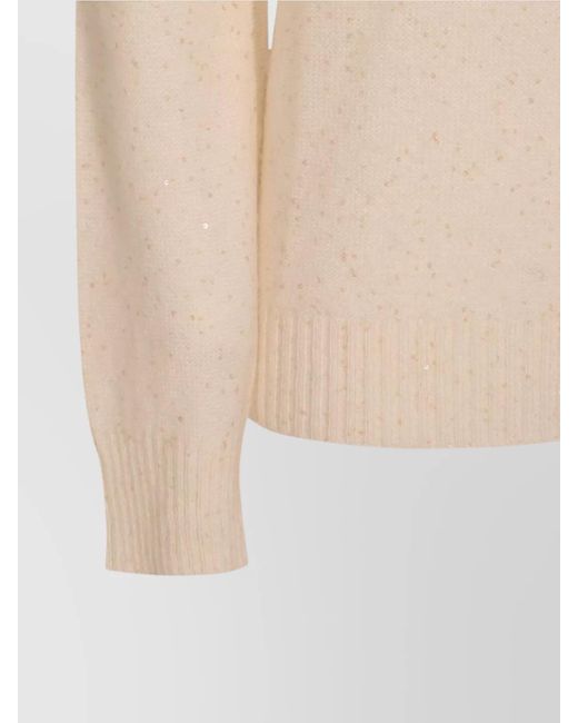 Fabiana Filippi Natural Sequin Turtleneck Jumper