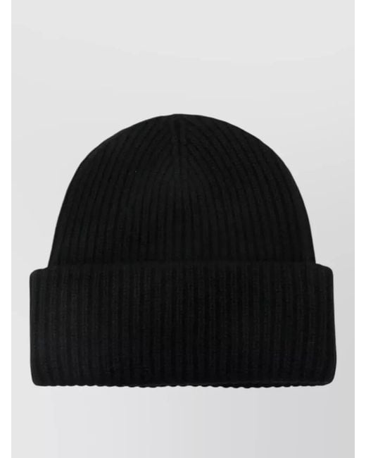 Mc2 Saint Barth Black Berry Knitted Hat Ribbed Turn Up Brim for men