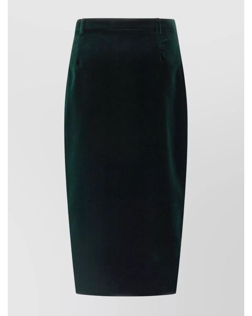 Saint Laurent Black Cotton Velvet Wrap Midi Pencil Skirt