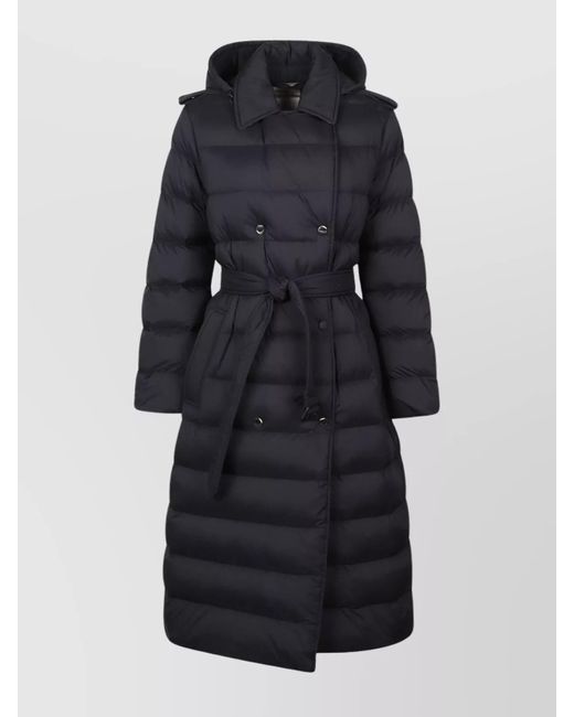 Burberry Black Long Quilted Down Jacket With Detachable Hood