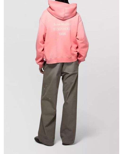 Acne Pink Logo Cotton Hoodie Long Sleeve Design