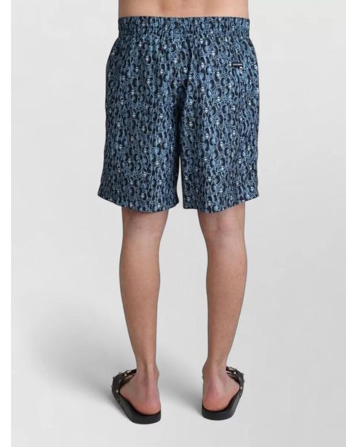Dolce & Gabbana Blue Printed Swim Shorts for men