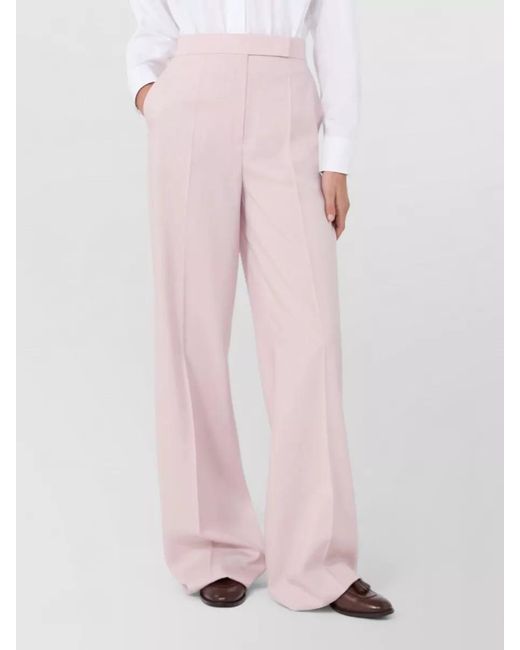 Max Mara Pink Wool Mohair Silk High-Rise Wide-Leg Trousers