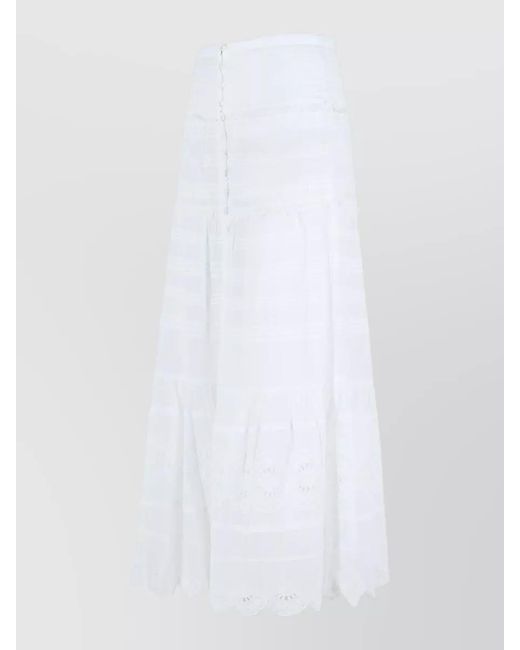 Isabel Marant White Cotton Broderie Anglaise Maxi A-Line Skirt