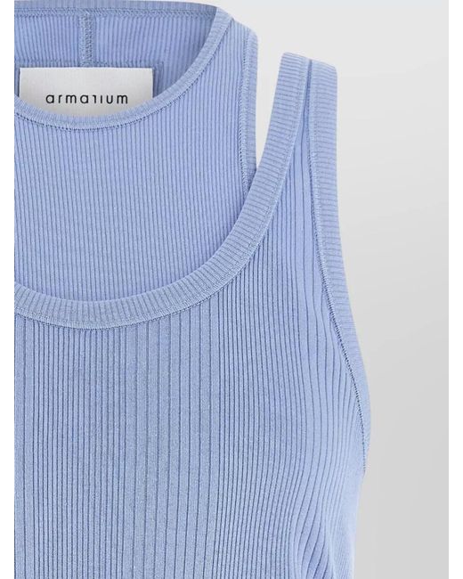 ARMARIUM Blue Filippa Ribbed Round Neck Stretch Top