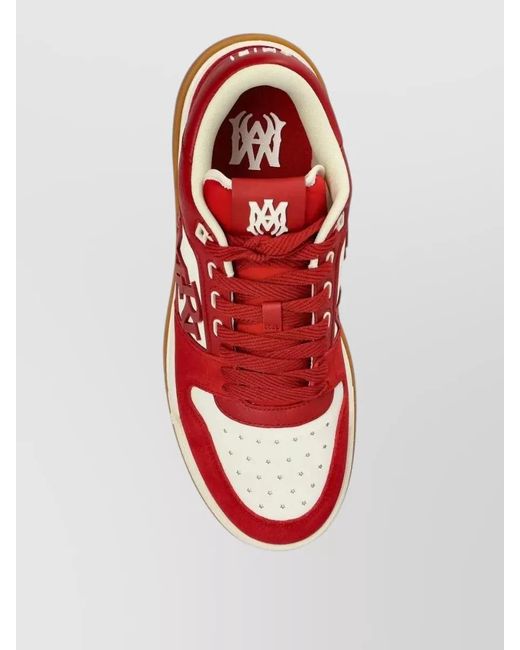 Amiri Red Low Top Calfskin Sneakers Contrast Sole for men