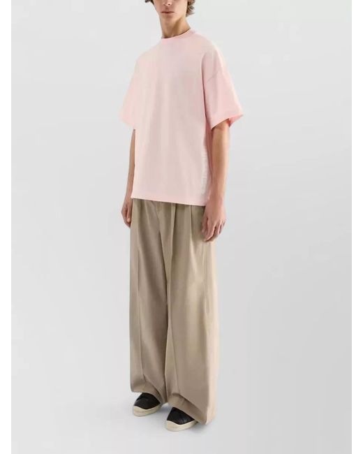 Jil Sander Pink Boxy Fit Cotton Crew Neck T Shirt for men