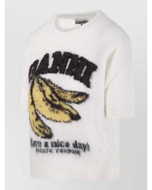 Ganni White Alpaca Blend Sweater