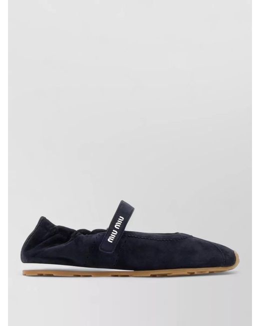 Miu Miu Blue Suede Leather Ballerina Shoes