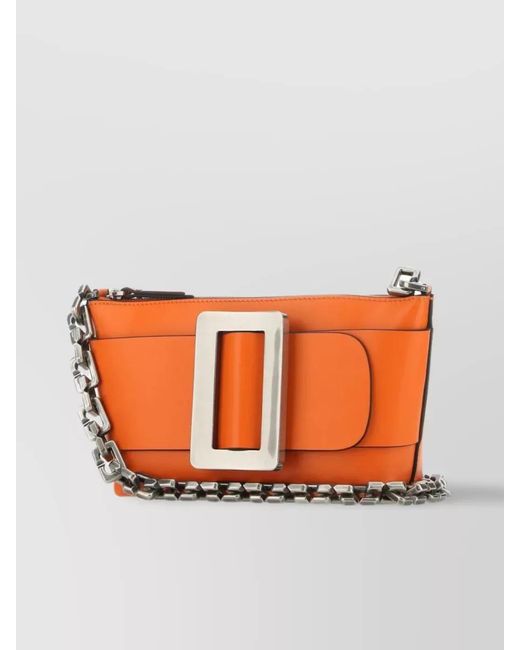 Boyy Orange Buckle Strap Leather Shoulder Bag