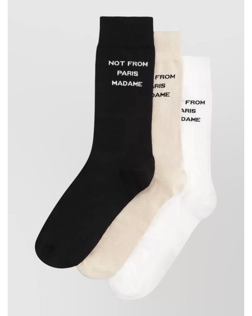 Drole de Monsieur Black Text Logo Three Pairs Casual Socks for men