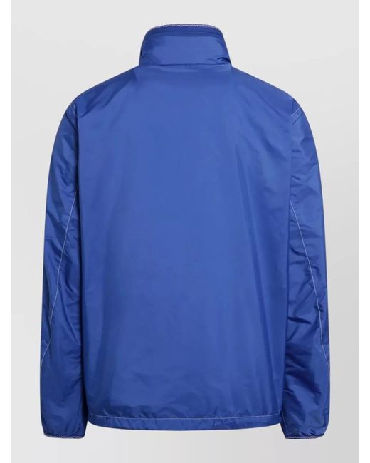 Moncler Blue High Collar Jacket Side Pockets Design for men