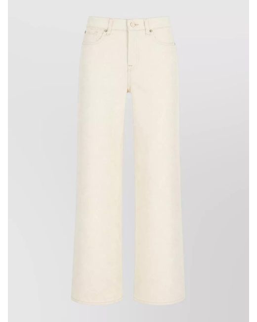 7 For All Mankind White Denim Pants Five Pocket Belt Loops