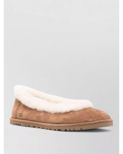 Ugg Multicolor Ballerina Shoes Fur Trim Leather Upper