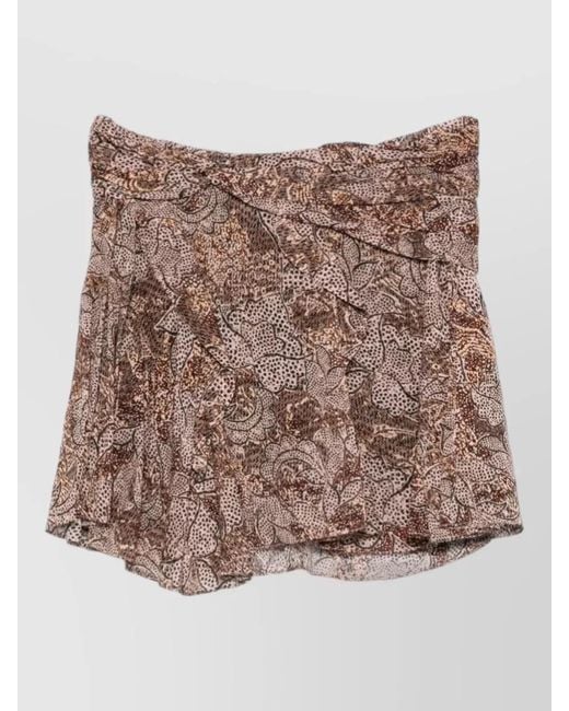 Isabel Marant Brown Camia Mini Skirt Asymmetric Hem Floral