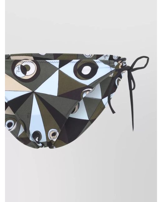 Emilio Pucci Blue Geometric Low Rise Polyamide Bikini Bottom