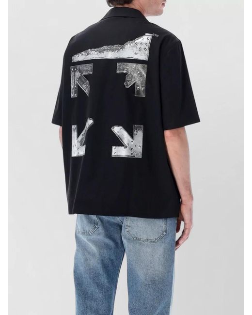 Off-White c/o Virgil Abloh Black Metal Arrow Motif Bowling Collar Shirt for men